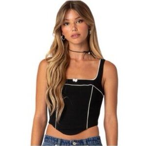 Black Square Neck Women's Top